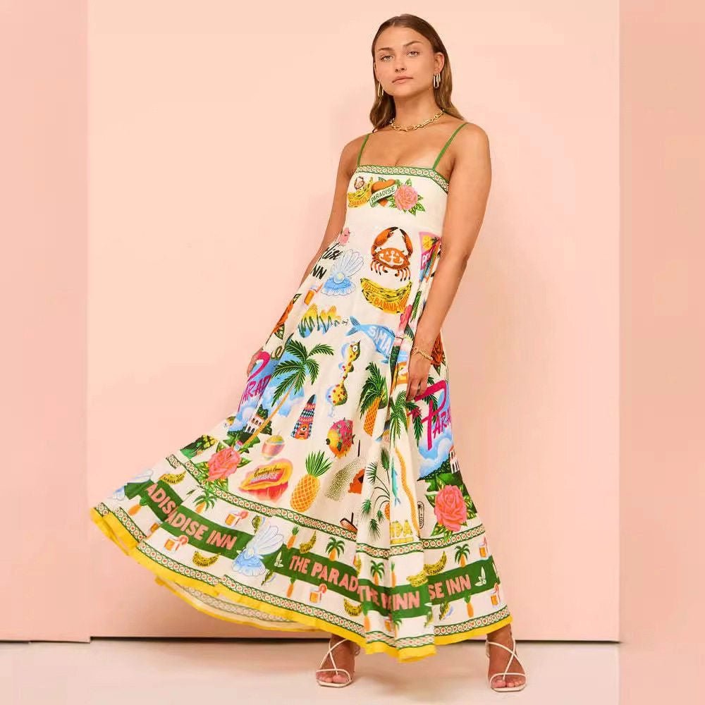 "Summer Inspired" High - Waist Maxi Dress - Juli's Wearable Art