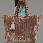 Super Soft Ribbed Tote Bag | Brown - Juli's Wearable Art