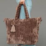 Super Soft Ribbed Tote Bag | Brown - Juli's Wearable Art