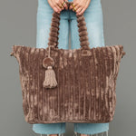 Super Soft Ribbed Tote Bag | Brown - Juli's Wearable Art
