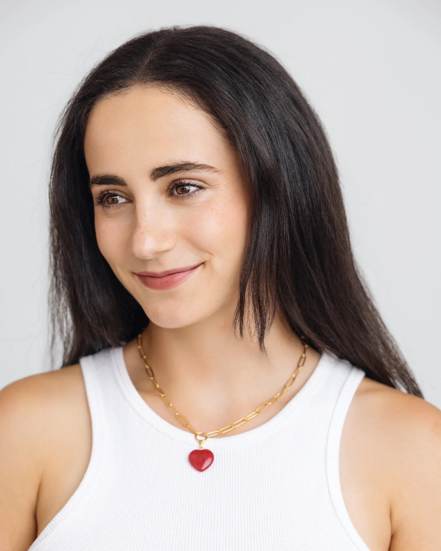 Susan Shaw Audrey Heart Necklace | Red Stone - Juli's Wearable Art