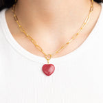 Susan Shaw Audrey Heart Necklace | Red Stone - Juli's Wearable Art