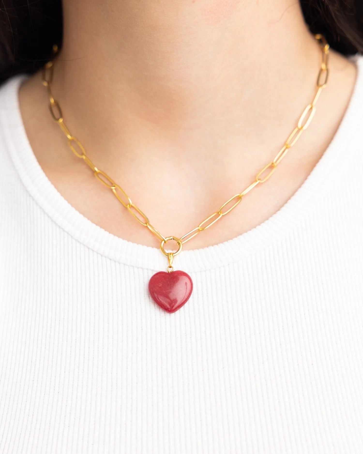 Susan Shaw Audrey Heart Necklace | Red Stone