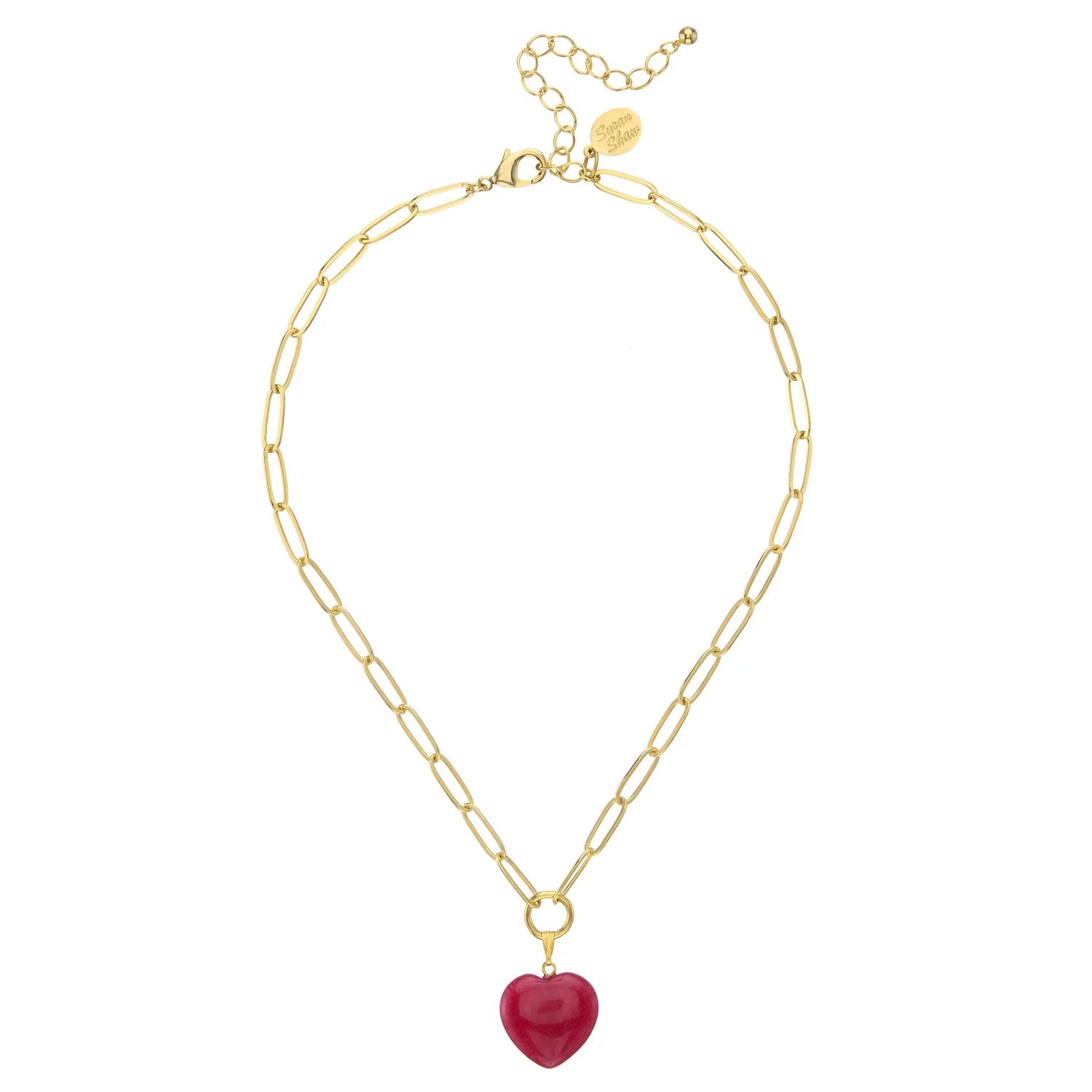 Susan Shaw Audrey Heart Necklace | Red Stone