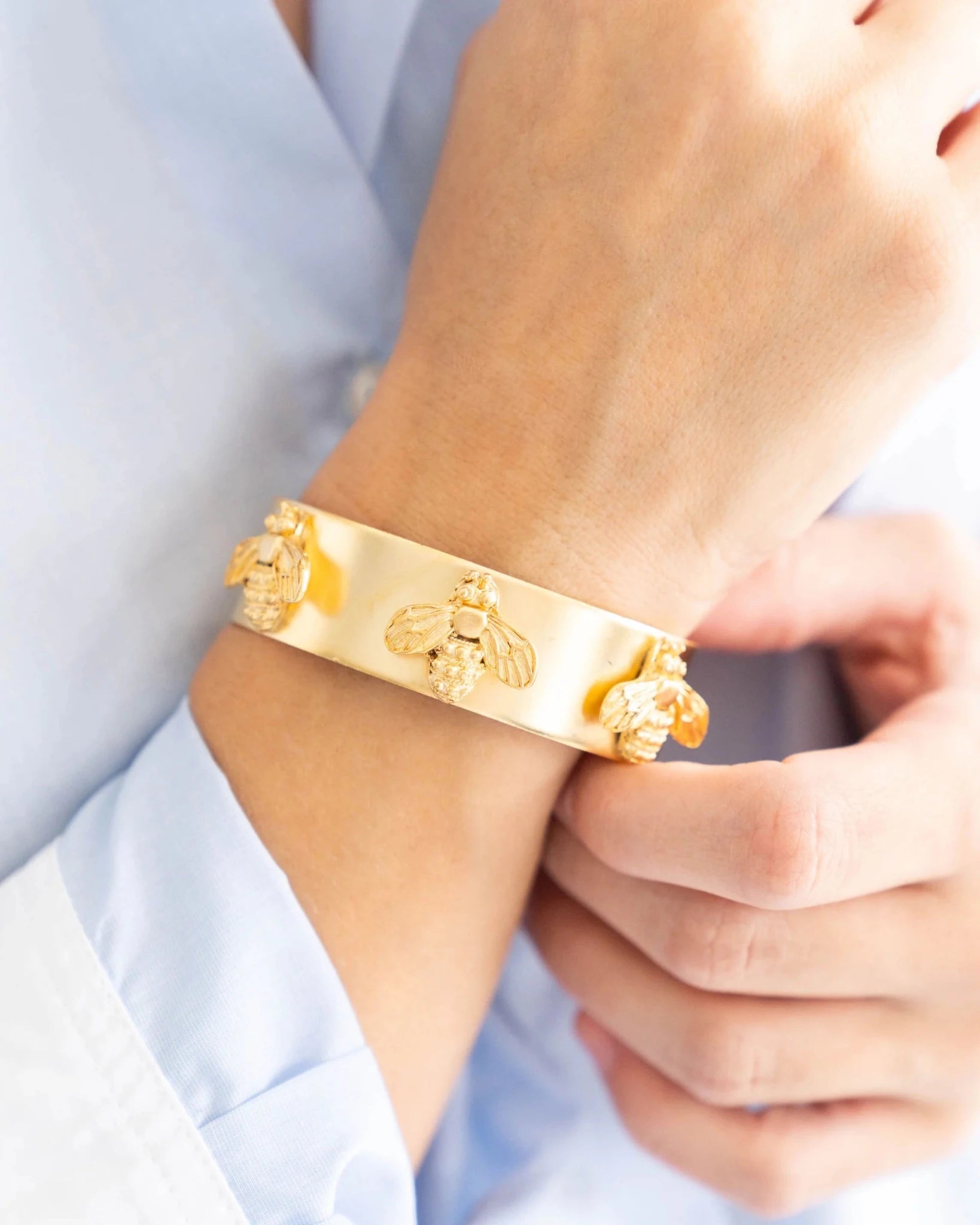 Susan Shaw Bee Cuff Bracelet | Gold - Juli's Wearable Art