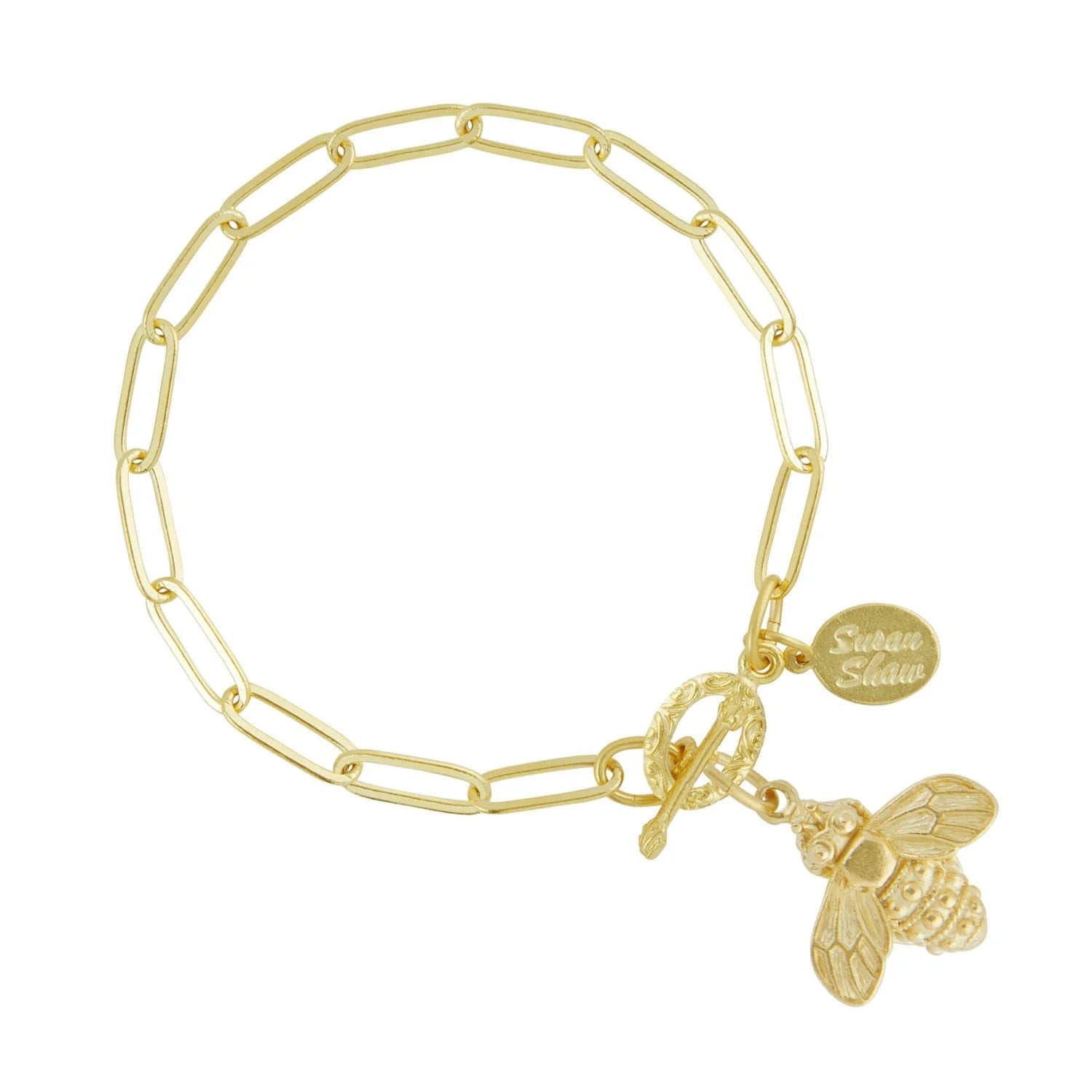 Susan Shaw Bee Paperclip Bracelet | Gold - Juli's Wearable Art