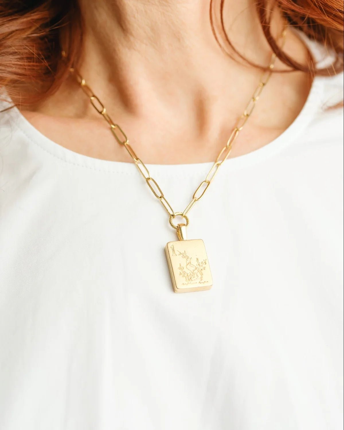 Susan Shaw Bird Bam Mahjong Medium Paperclip Necklace | Gold - Juli's Wearable Art