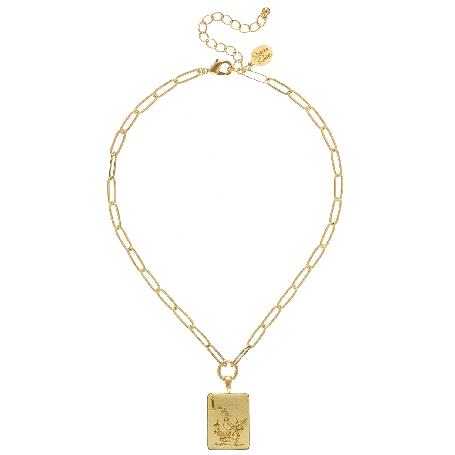 Susan Shaw Bird Bam Mahjong Medium Paperclip Necklace | Gold - Juli's Wearable Art