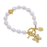 Susan Shaw Butterfly Pearl Bracelet | Gold - Juli's Wearable Art