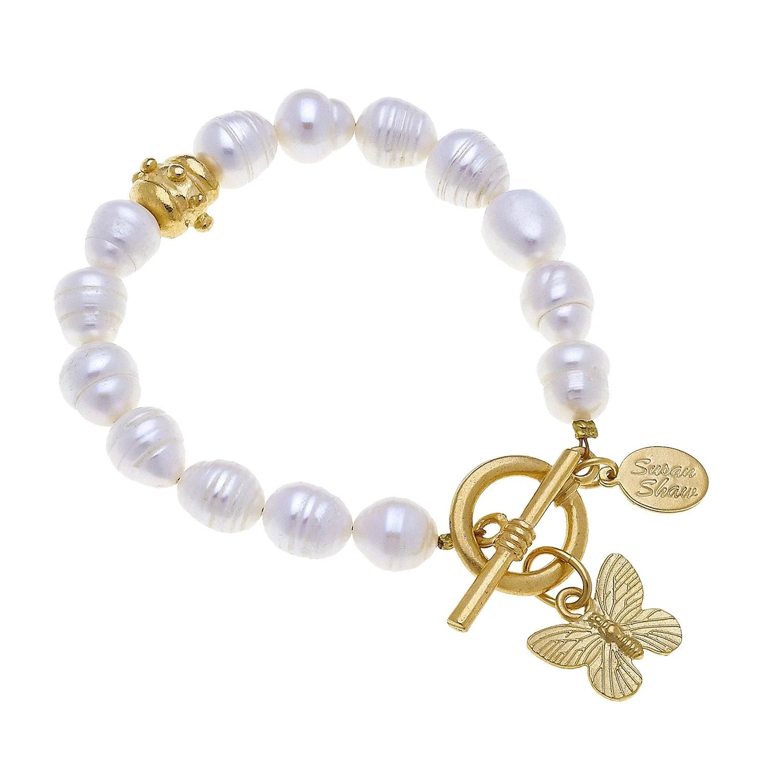 Susan Shaw Butterfly Pearl Bracelet | Gold - Juli's Wearable Art