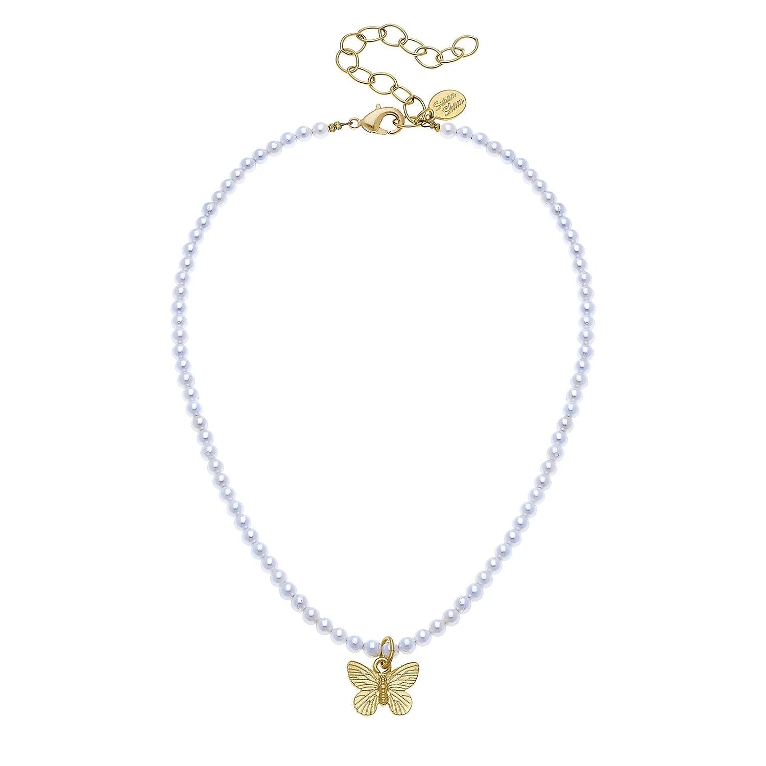 Susan Shaw Butterfly Pearl Necklace | Gold - Juli's Wearable Art