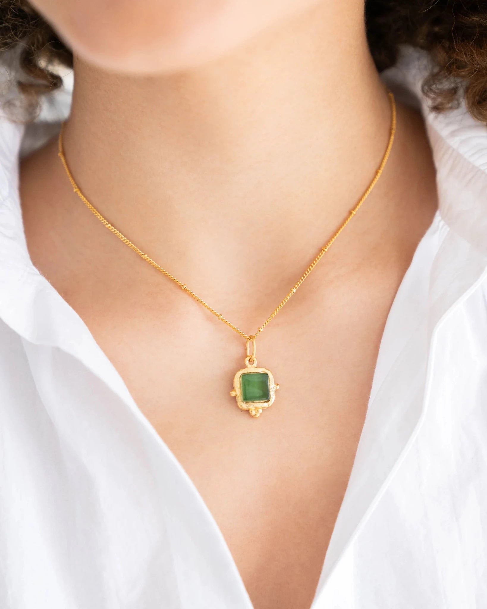 Susan Shaw Charlotte Dainty Gold Necklace | Green - Juli's Wearable Art