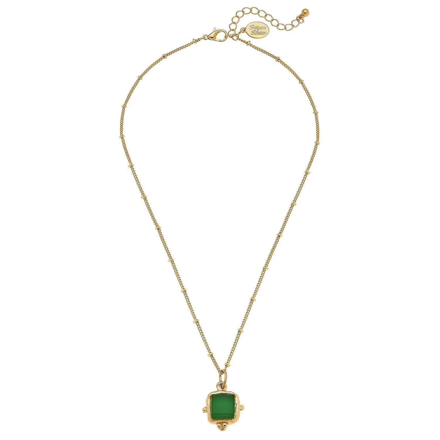 Susan Shaw Charlotte Dainty Gold Necklace | Green - Juli's Wearable Art