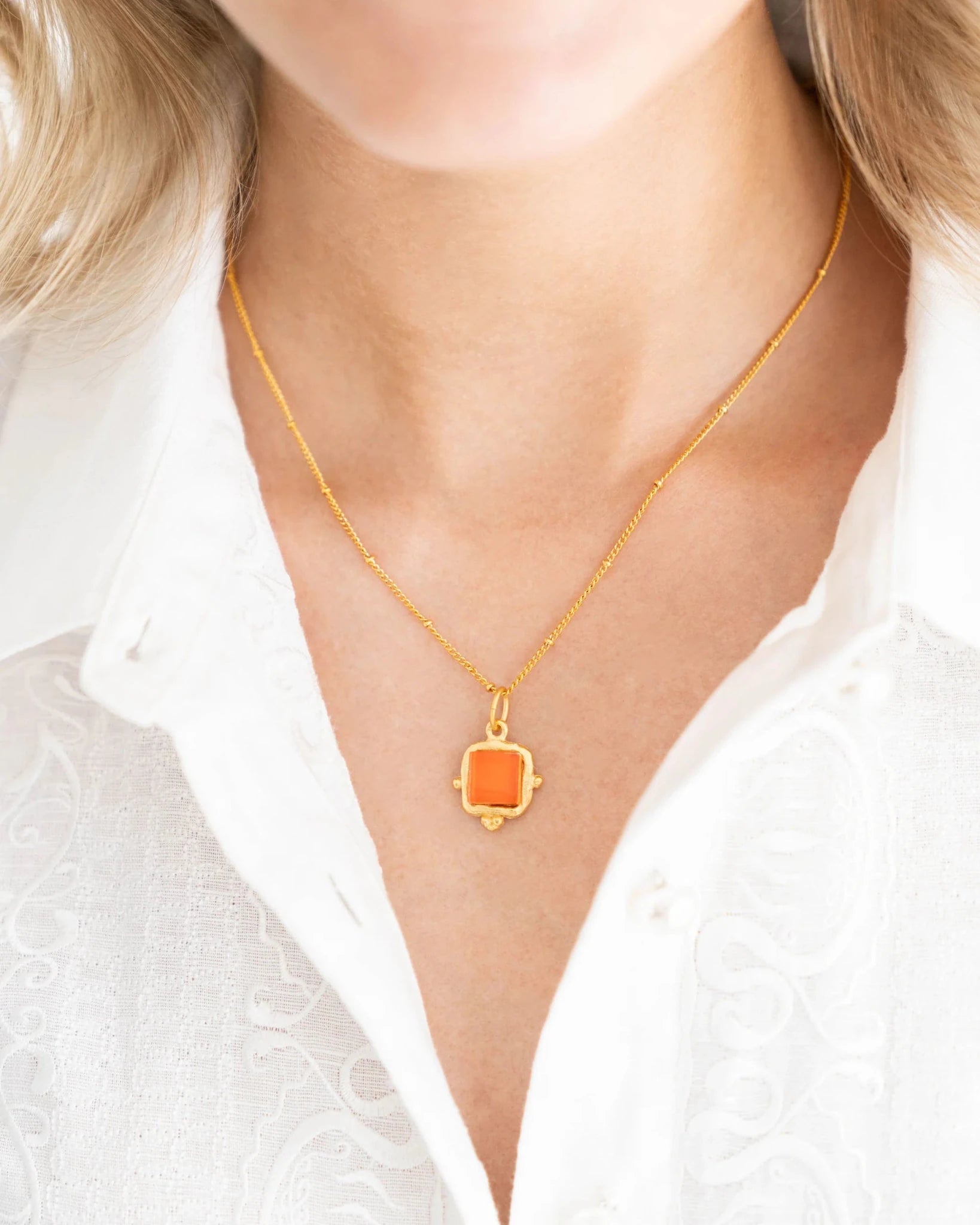 Susan Shaw Charlotte Dainty Gold Necklace | Orange - Juli's Wearable Art