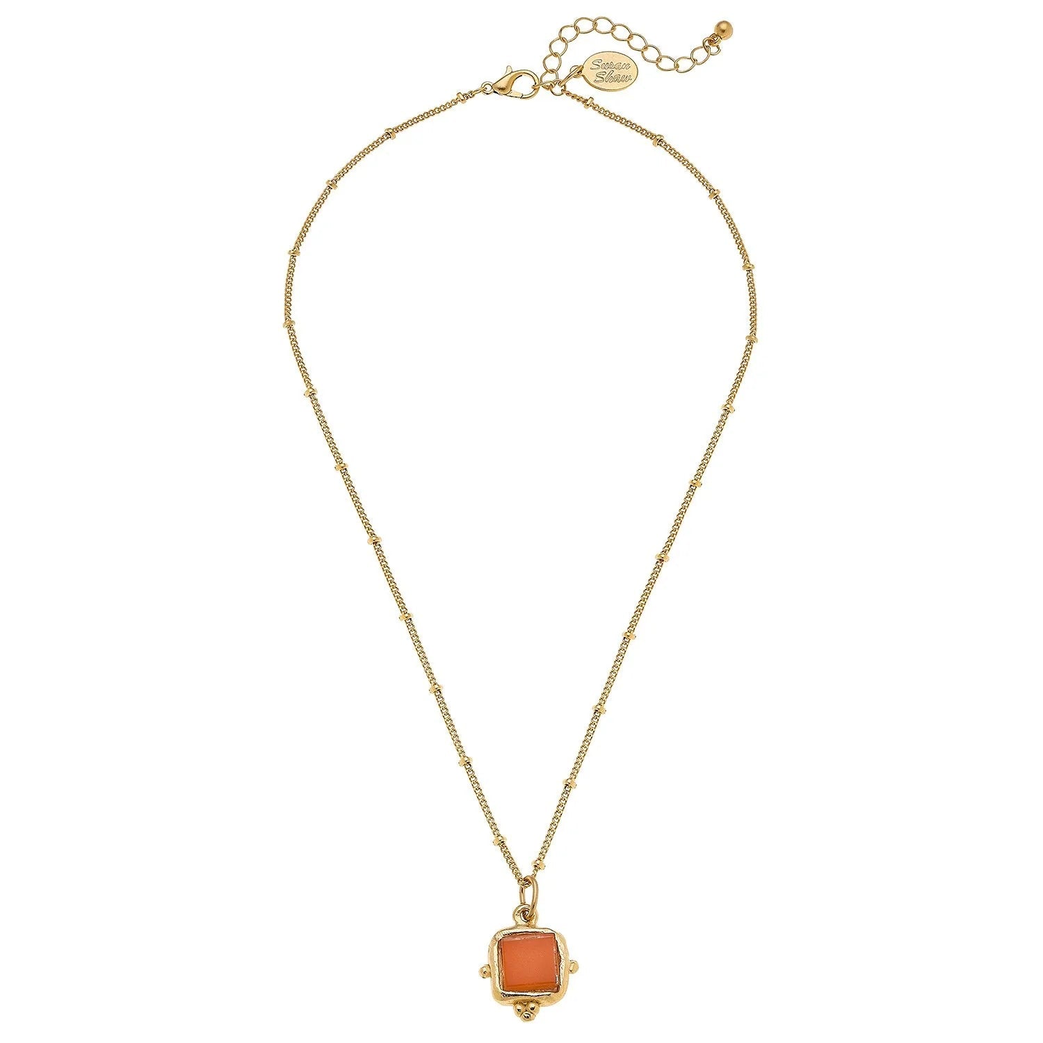 Susan Shaw Charlotte Dainty Gold Necklace | Orange - Juli's Wearable Art