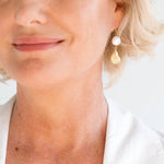 Susan Shaw Coin Pearl Oyster Drop Earrings - Juli's Wearable Art