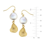 Susan Shaw Coin Pearl Oyster Drop Earrings - Juli's Wearable Art