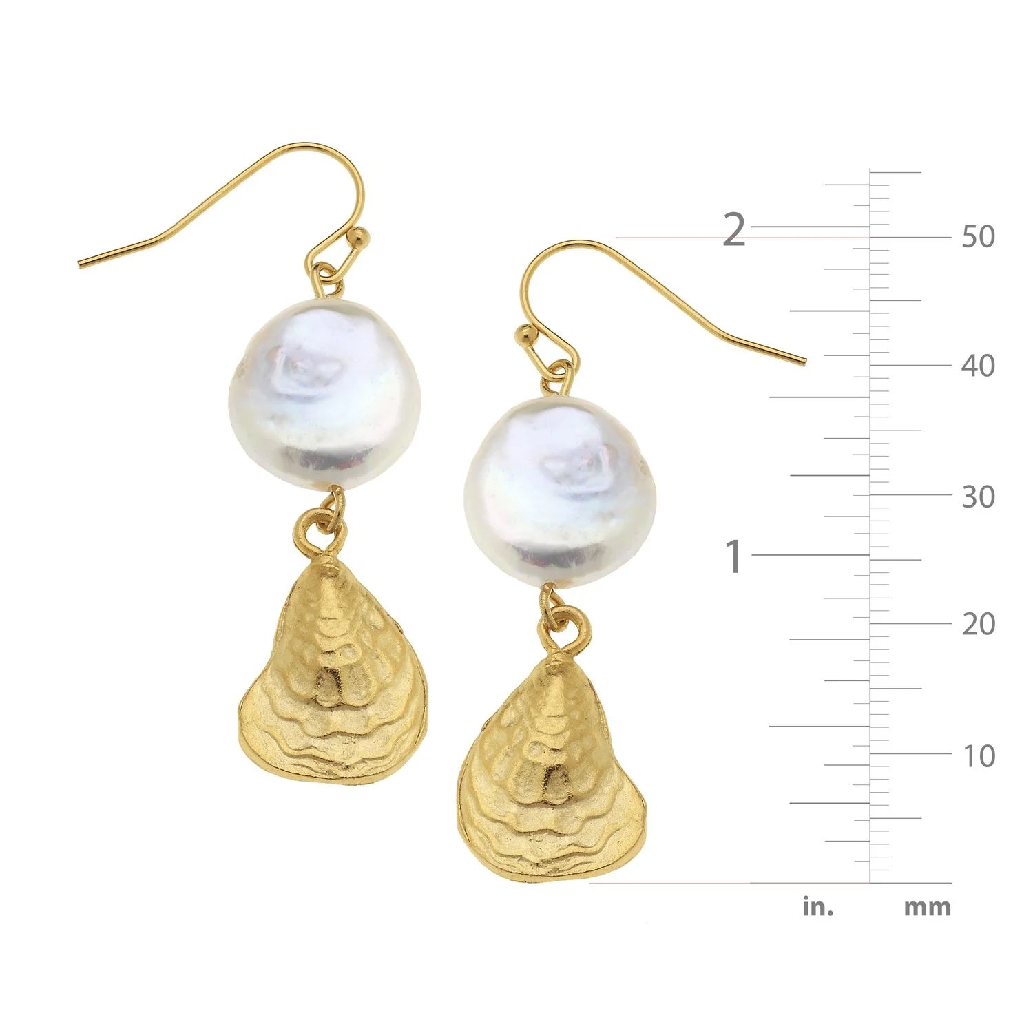 Susan Shaw Coin Pearl Oyster Drop Earrings - Juli's Wearable Art