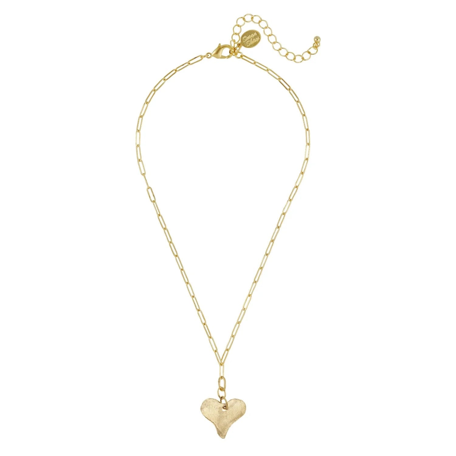 Susan Shaw Gold Heart Paperclip Necklace - Juli's Wearable Art