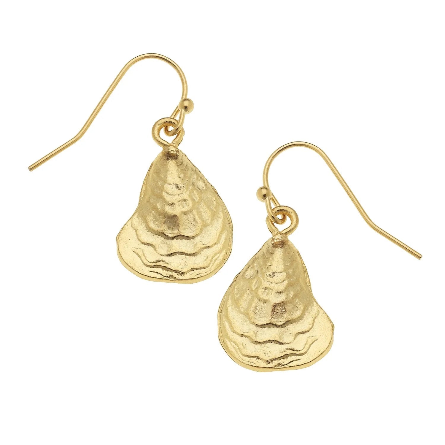 Susan Shaw Gold Oyster Drop Earrings - Juli's Wearable Art