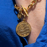 Susan Shaw Gold USA 250 Coin Heavy Chain Toggle Bracelet - Juli's Wearable Art