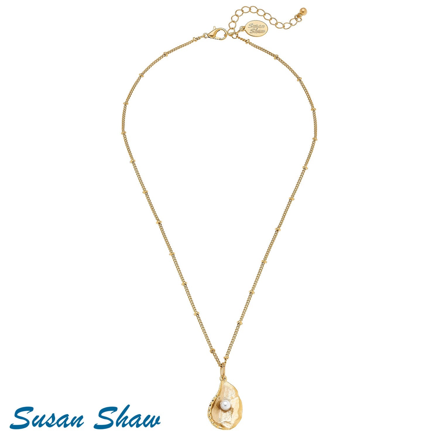 Susan Shaw Handcast Gold Oyster with Freshwater Pearl Necklace - Juli's Wearable Art