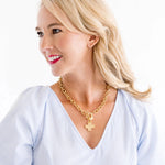 Susan Shaw Handcast Square Cross Toggle Necklace | Gold - Juli's Wearable Art