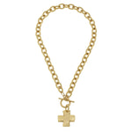 Susan Shaw Handcast Square Cross Toggle Necklace | Gold - Juli's Wearable Art