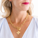 Susan Shaw Handcast Square Cross Toggle Necklace | Gold - Juli's Wearable Art