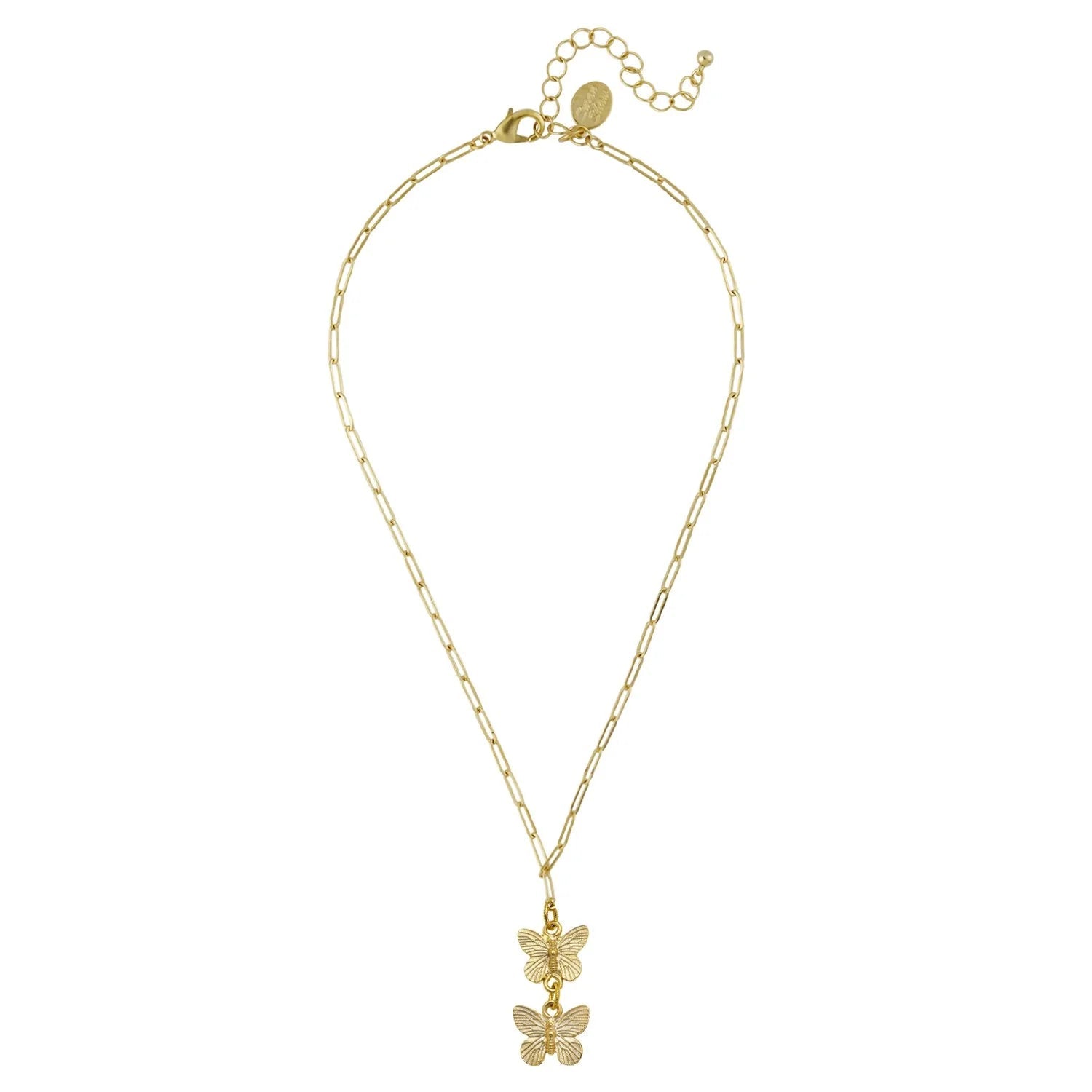 Susan Shaw Hannah Butterfly Paperclip Necklace | Gold - Juli's Wearable Art