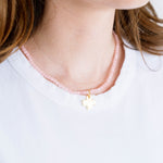 Susan Shaw Heart Beaded Gold Necklace | Light Pink Agate - Juli's Wearable Art