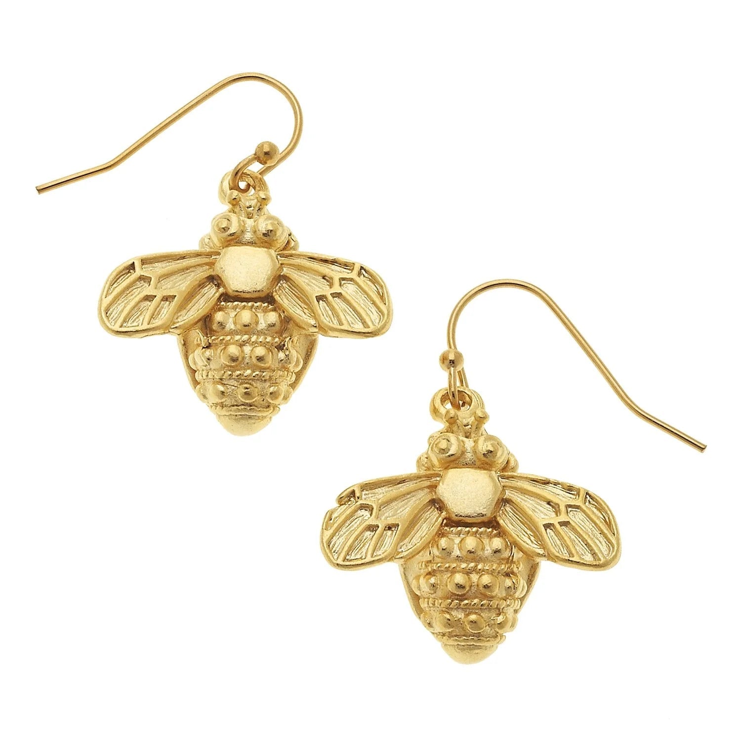 Susan Shaw Honey Bee Drop Earrings | Gold - Juli's Wearable Art