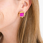 Susan Shaw Madeline French Glass Stud Earrings | Fuchsia Pink - Juli's Wearable Art