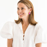 Susan Shaw Madeline French Glass Stud Earrings | Fuchsia Pink - Juli's Wearable Art