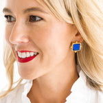 Susan Shaw Madeline French Glass Stud Earrings | Navy Blue - Juli's Wearable Art