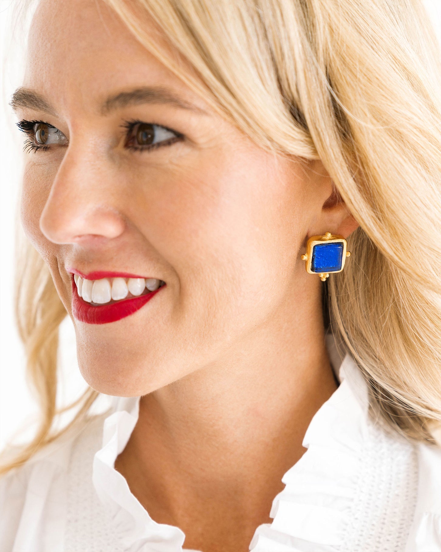 Susan Shaw Madeline French Glass Stud Earrings | Navy Blue - Juli's Wearable Art