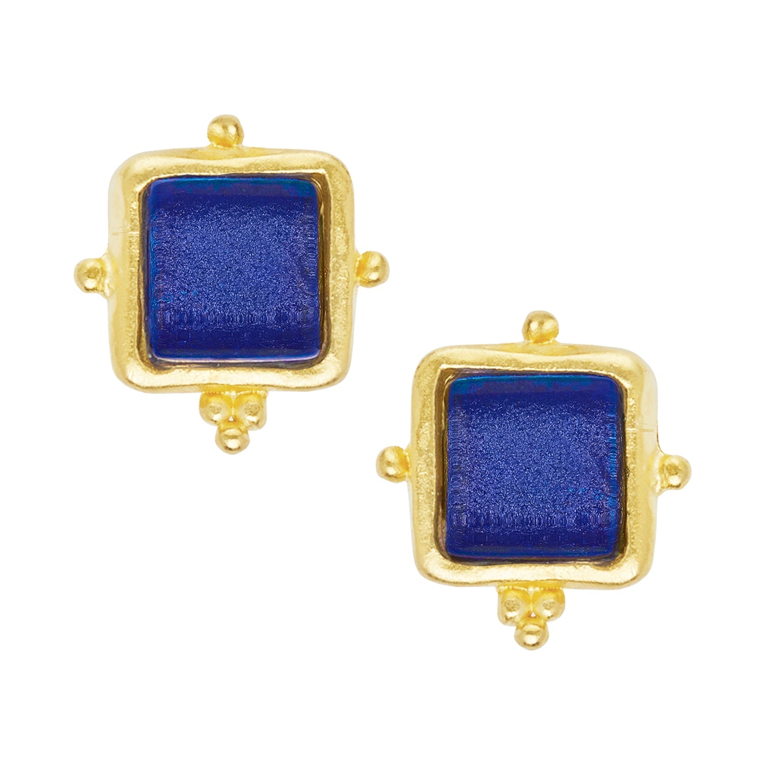 Susan Shaw Madeline French Glass Stud Earrings | Navy Blue - Juli's Wearable Art