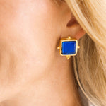 Susan Shaw Madeline French Glass Stud Earrings | Navy Blue - Juli's Wearable Art