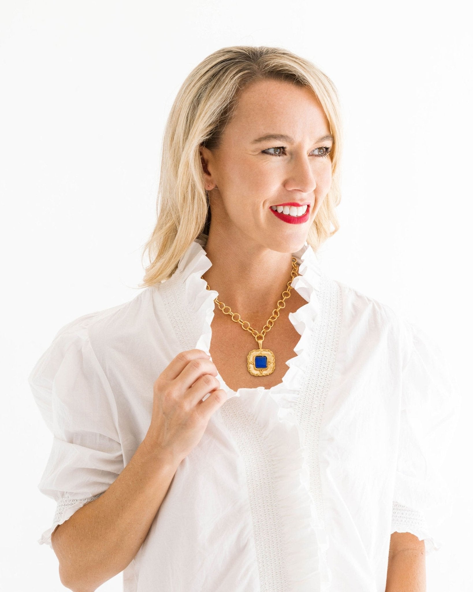 Susan Shaw Madeline Necklace | Navy Blue French Glass - Juli's Wearable Art