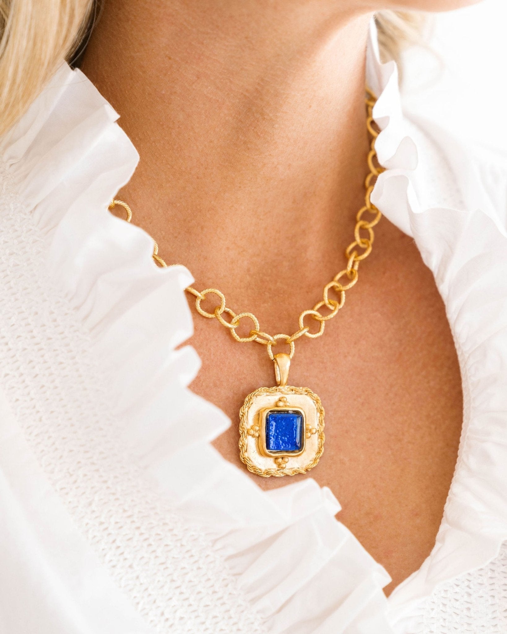 Susan Shaw Madeline Necklace | Navy Blue French Glass - Juli's Wearable Art