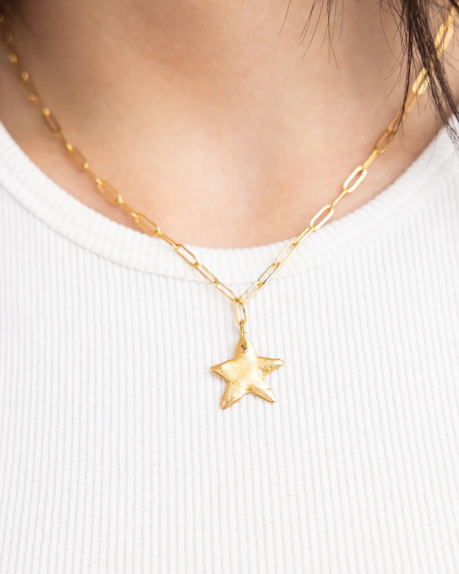 Susan Shaw Petite Star Paperclip Necklace | Gold - Juli's Wearable Art