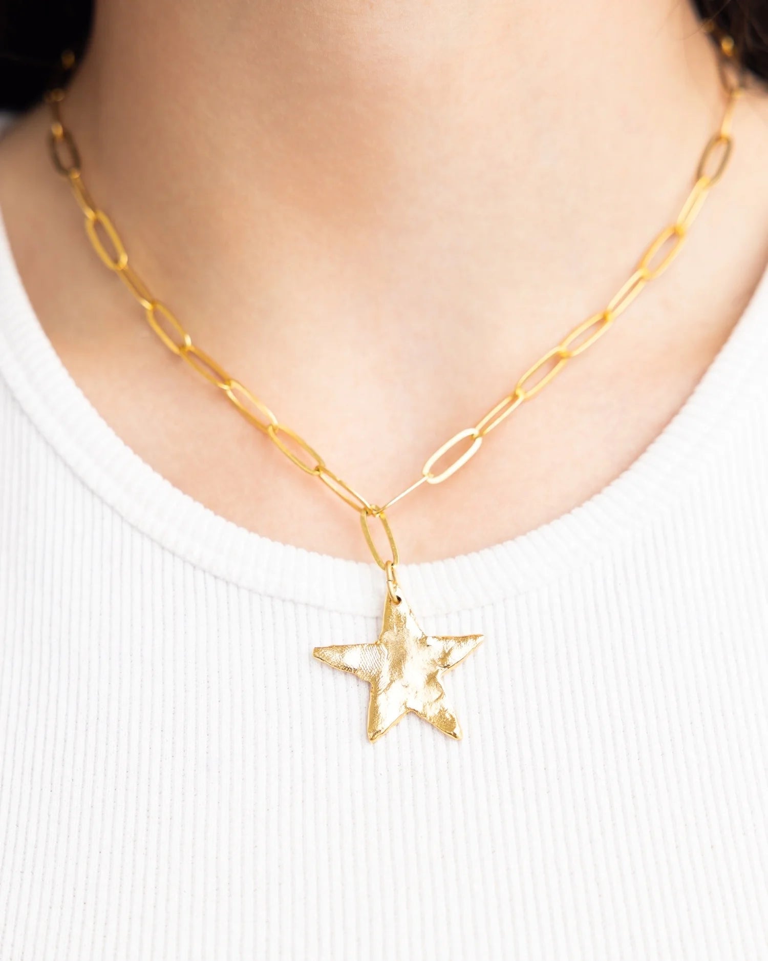 Susan Shaw Star Paperclip Necklace | Gold - Juli's Wearable Art