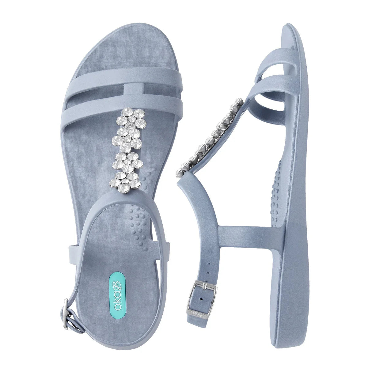 Oka B Tally Rhinestone Sandals- Pebble