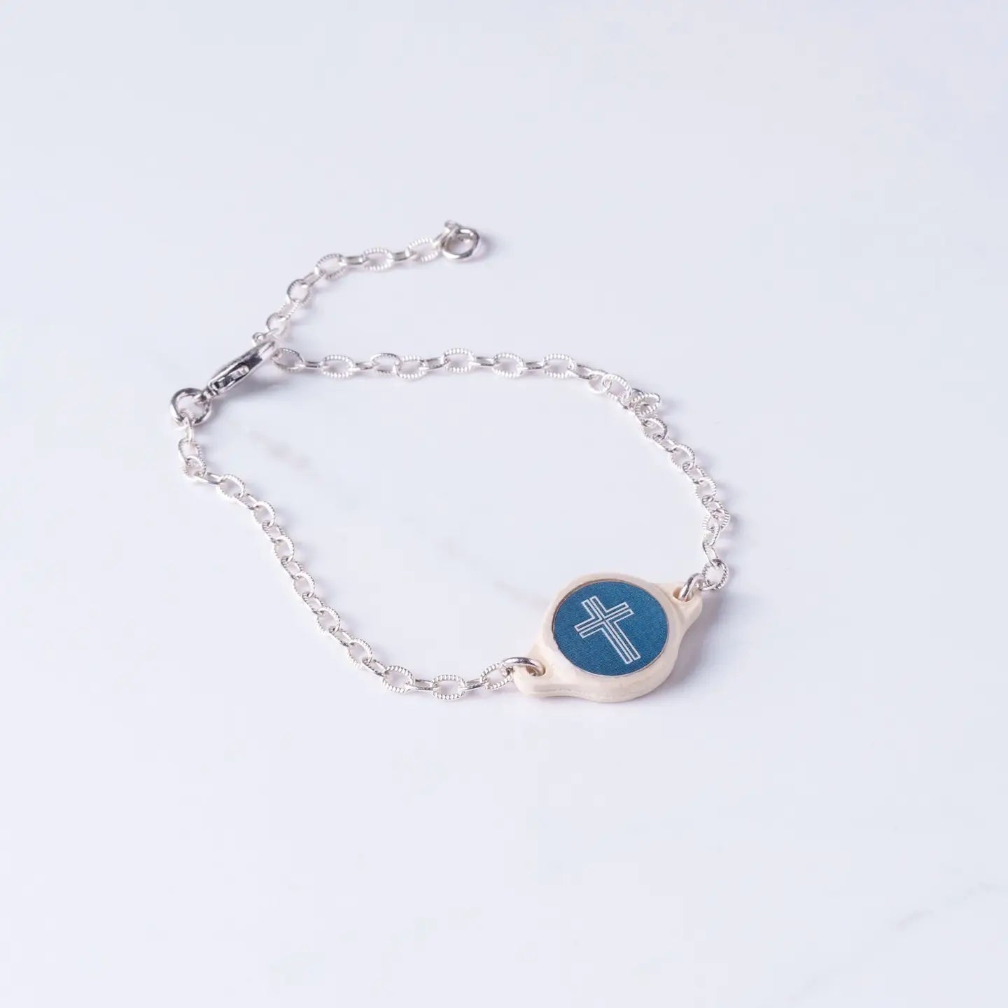 Tap To Pray® Survivor Series Bracelet – .999 Silver - Plated + Slate Cross - Juli's Wearable Art