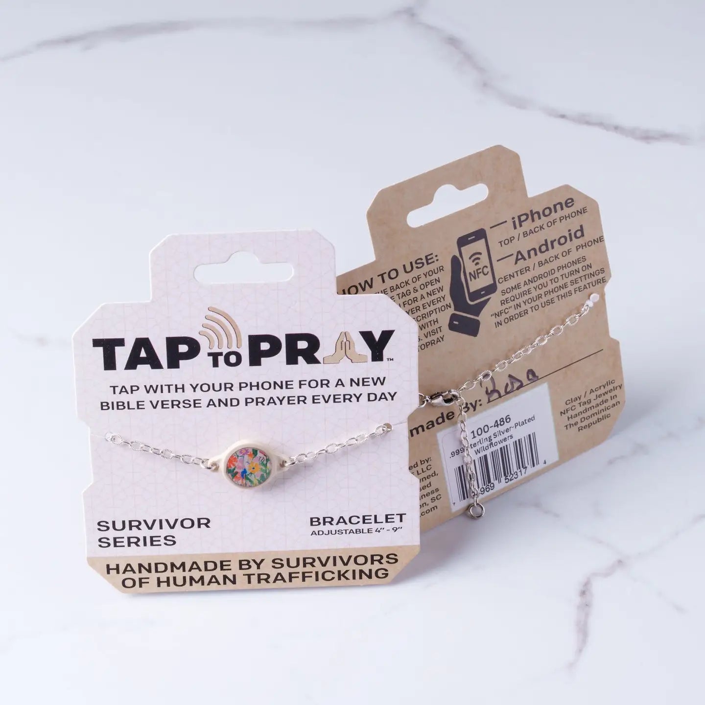 Tap To Pray® Survivor Series Bracelet – .999 Silver - Plated + Wildflowers - Juli's Wearable Art
