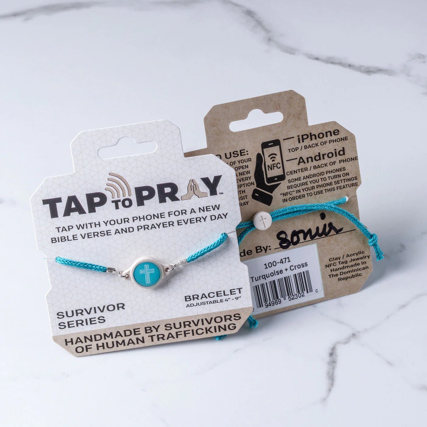 Tap To Pray® Survivor Series Bracelet | Turquoise + Cross - Juli's Wearable Art