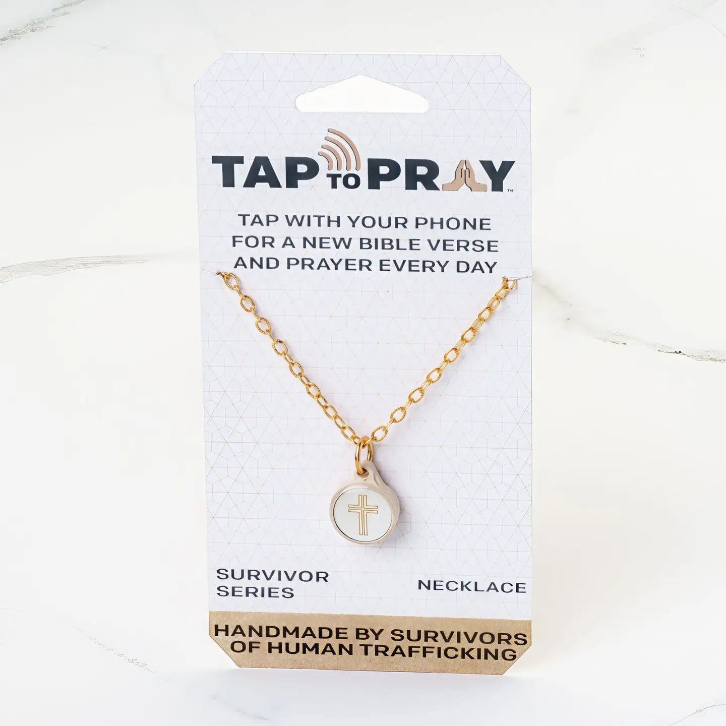 Tap To Pray® Survivor Series Necklace – 14K Gold - Plated | Cross - Juli's Wearable Art