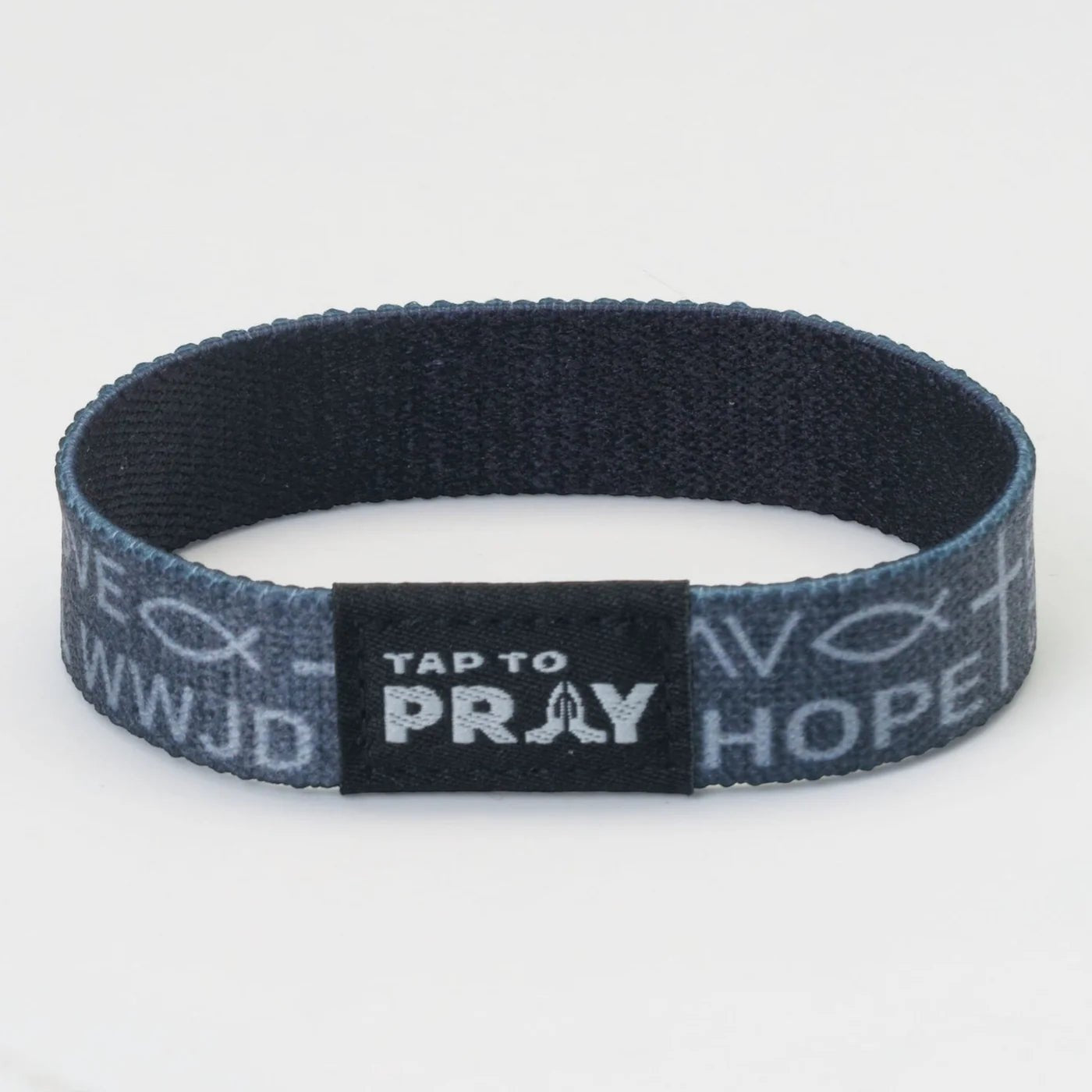 Tap To Pray® Wristband – Symbols of Faith | Grey