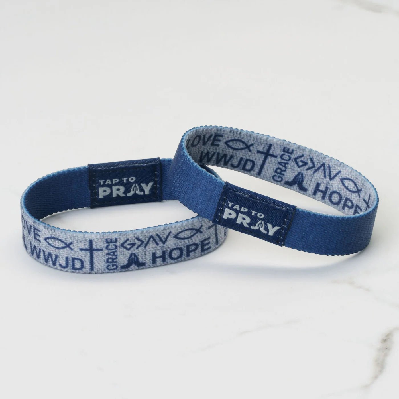 Tap To Pray® Wristband – Symbols of Faith | Navy - Juli's Wearable Art