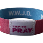 Tap To Pray™ Wristbands - Blue & Pink WWJD - Juli's Wearable Art